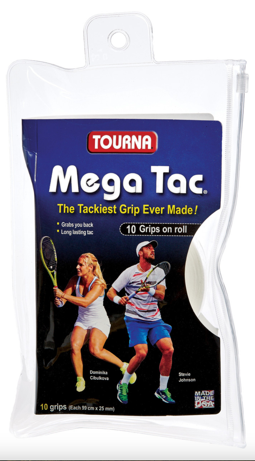 Tourna Mega Tac Overgrip 10-Pack - Extra Tacky Tennis Grip Tape