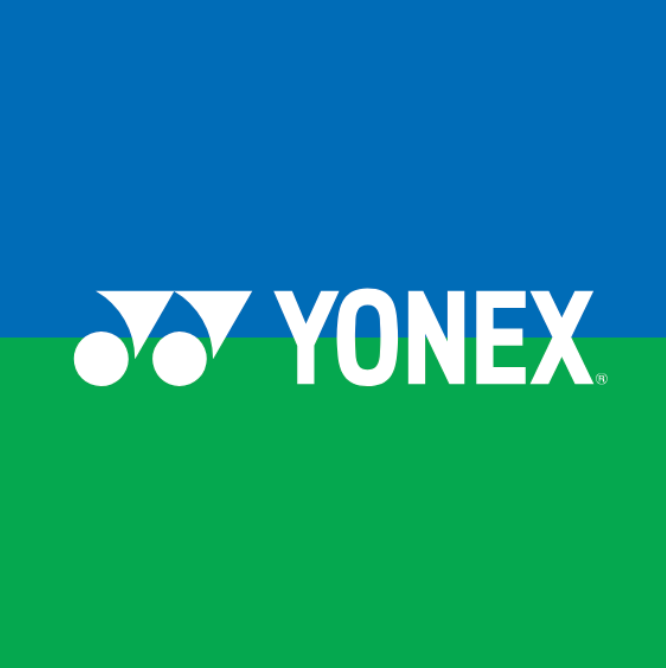 Yonex logo and brand on a blue and green background