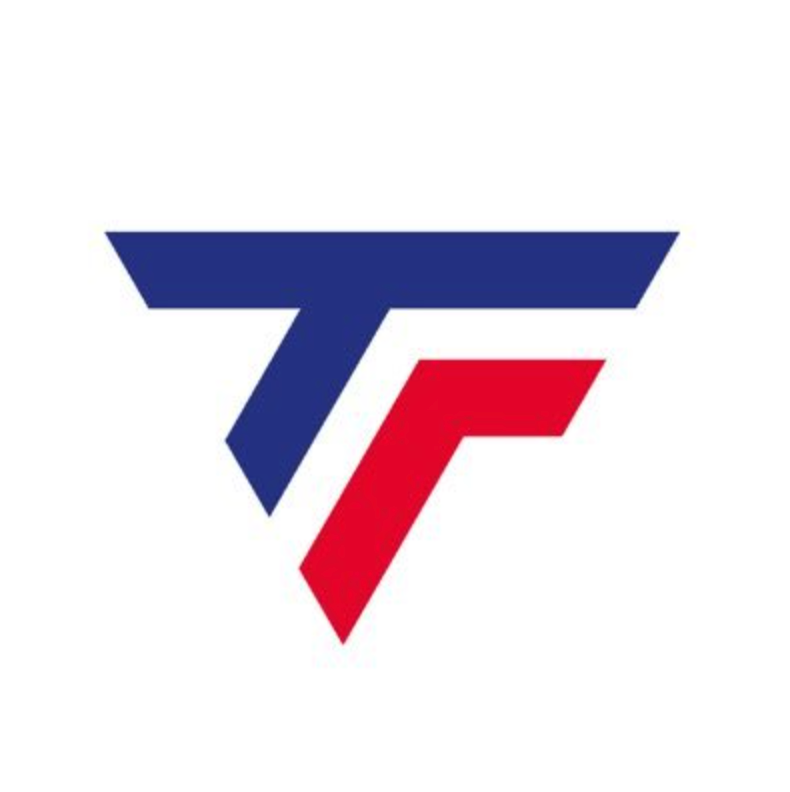 tecnifibre logo in blue and red on a white background