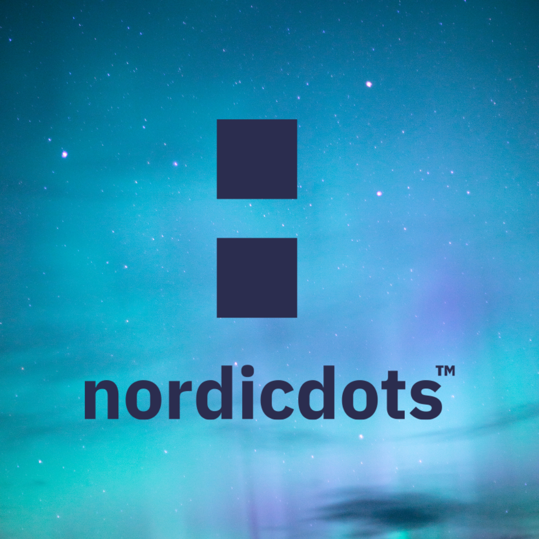 nordicdots logo in trademark with two blue squares