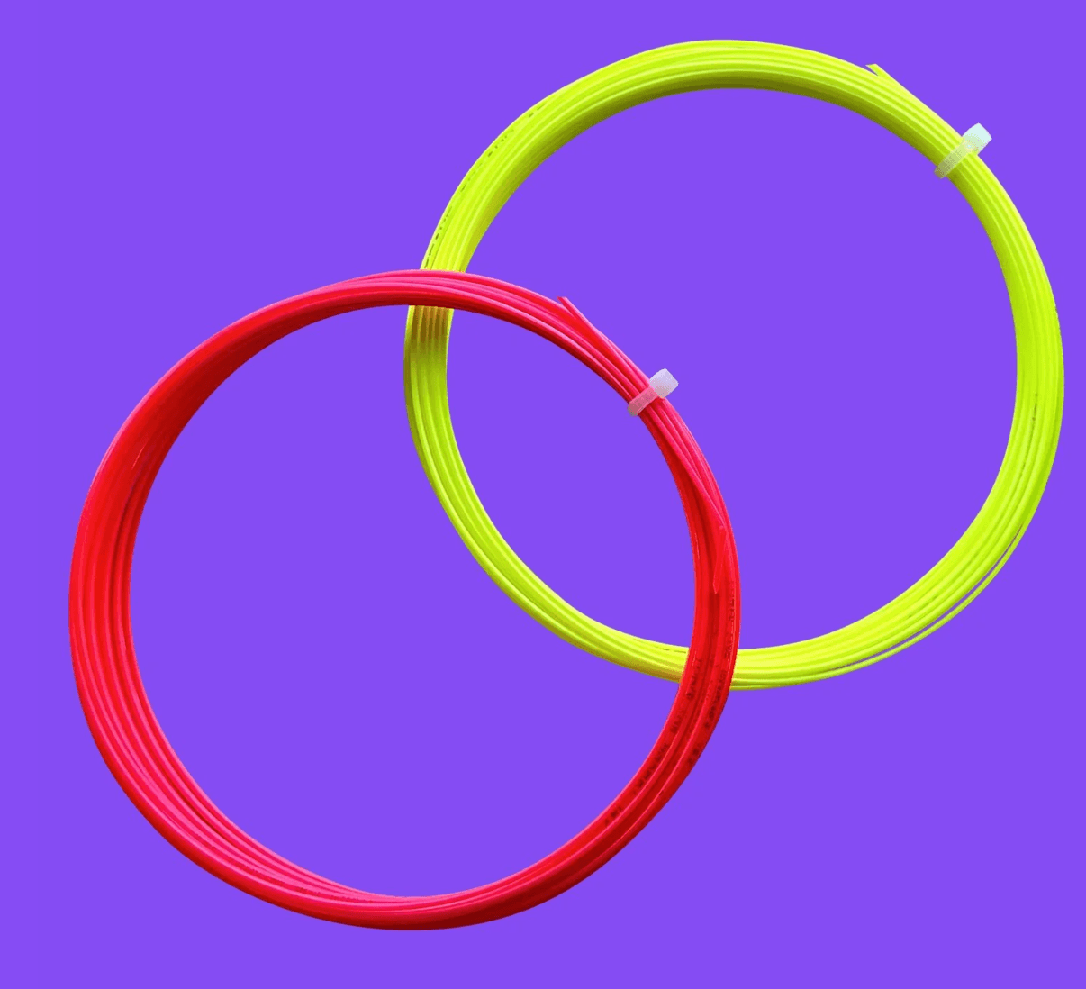 pink and yellow tennis strings by toroline on a purple background