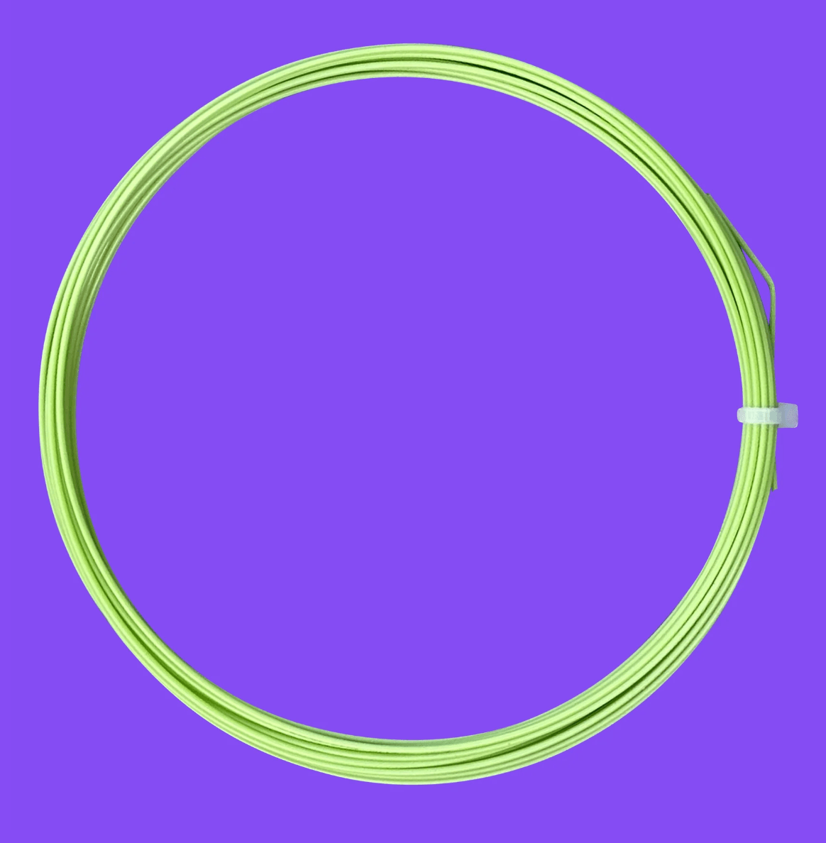 green enso pro tennis strings by toroline on a purple background