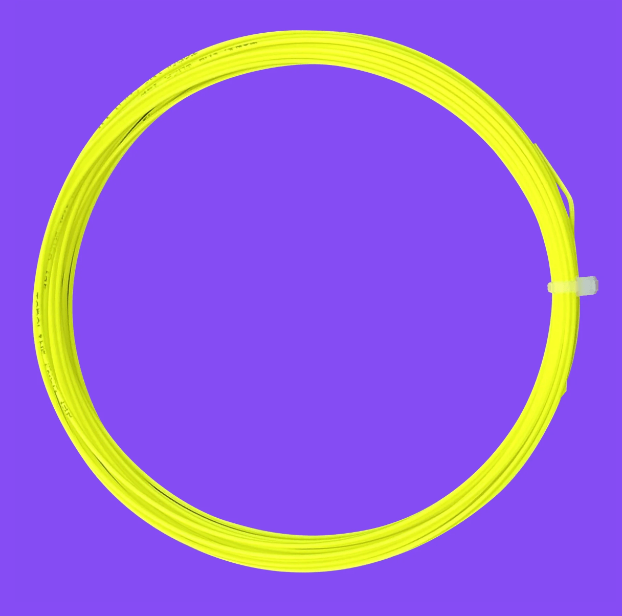 yellow enso pro tennis strings by toroline on a purple background