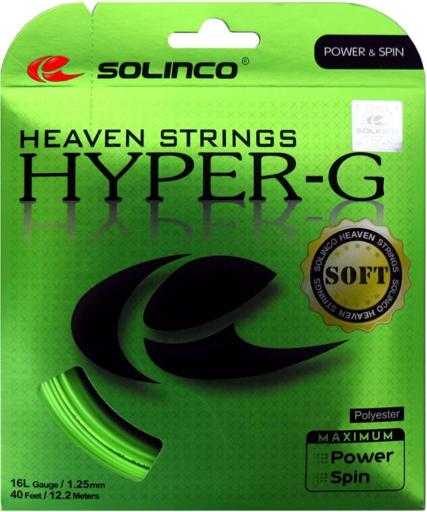 hyper g soft green tennis strings pack with solinco logo