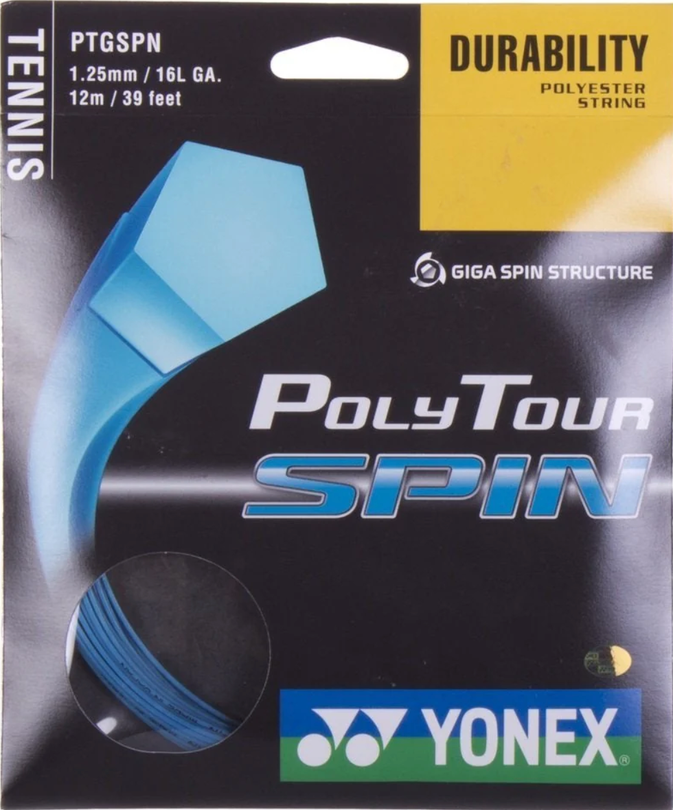 yonex poly tour spin strings in blue