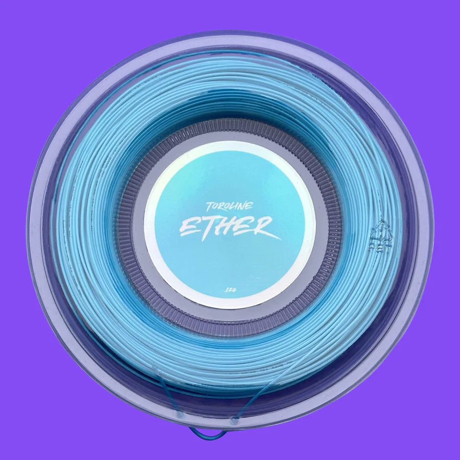 Blue Toroline Ether Reel tennis strings with good performance suitable for all tennis players in their tennis racquet. these are good tennis strings and available to purchase and buy in Australia and New Zealand via The Tennis Store